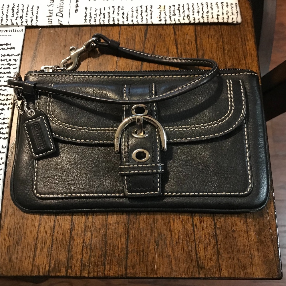 Coach w/ White Stitching Wristlet